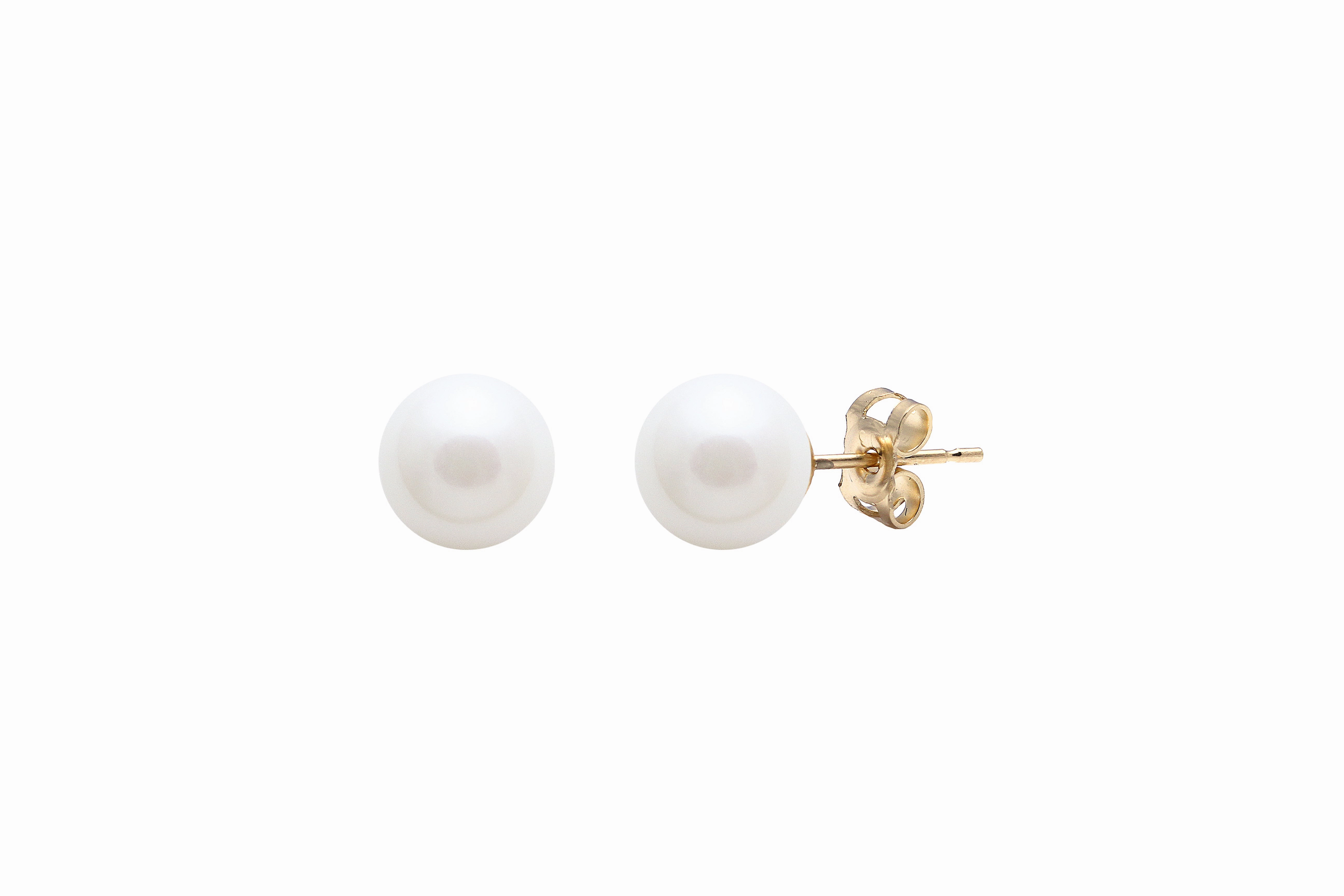9ct Yellow Gold 8mm Cultured Pearls Stud Earrings