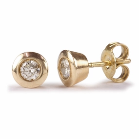 9ct Yellow Gold Bezel Set Diamond Stud Earrings - 0.30ct