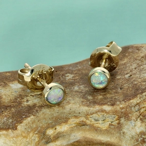 9ct Yellow Gold Opal Small Stud Earrings