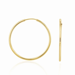 9ct Yellow Gold Thin Sleeper Hoop Earrings 42mm