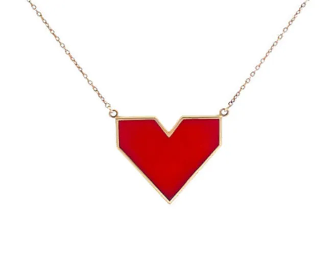 9K necklace with bright colored enamel heart