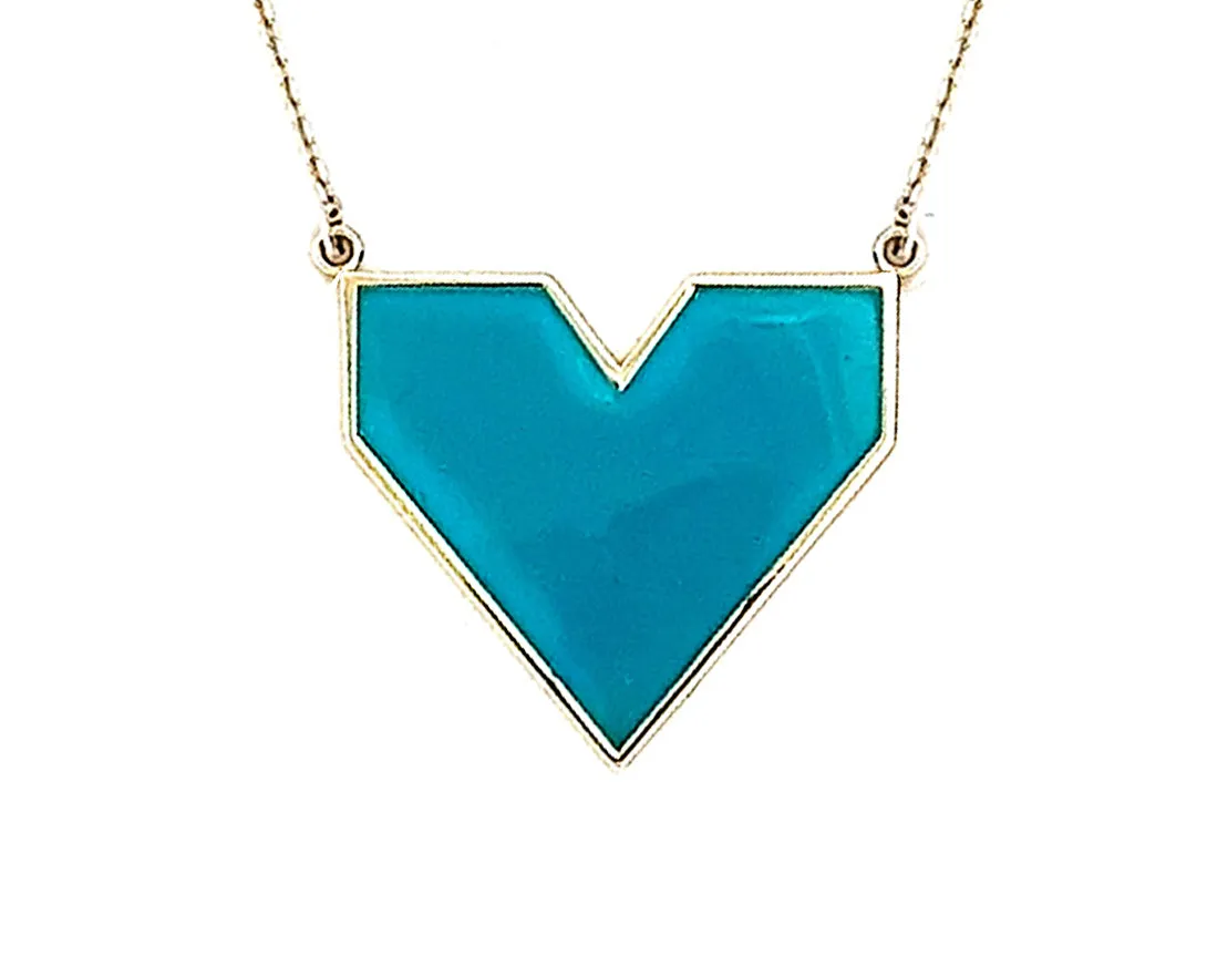 9K necklace with bright colored enamel heart