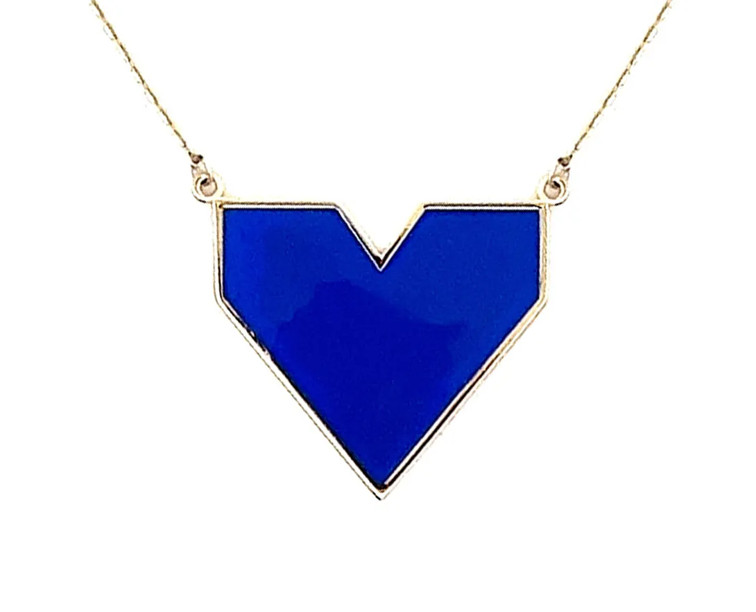 9K necklace with bright colored enamel heart