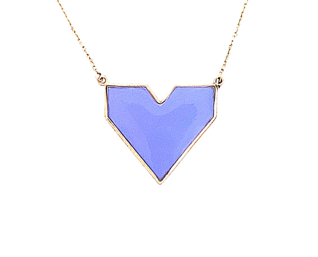 9K necklace with bright colored enamel heart