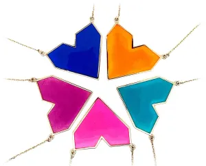 9K necklace with bright colored enamel heart