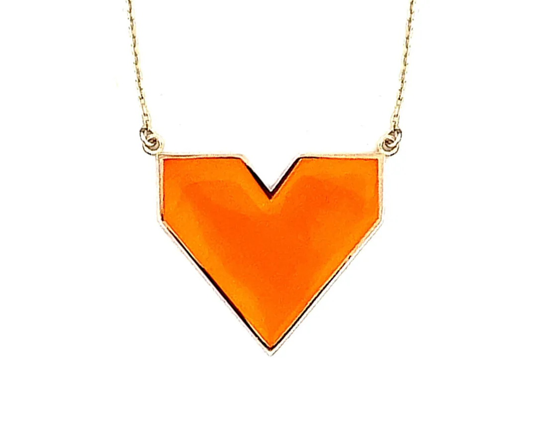 9K necklace with bright colored enamel heart