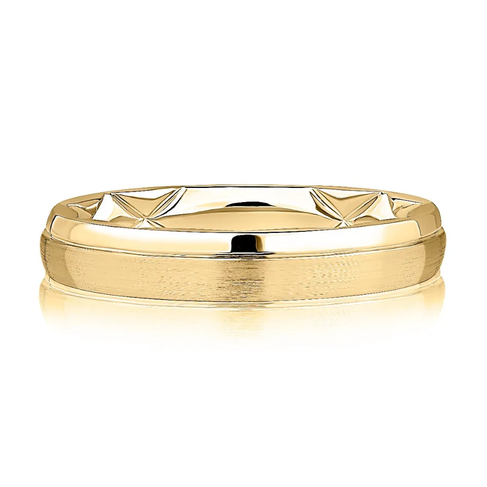 A Jaffe 14k Gold 3mm Quilted Satin Finish Band