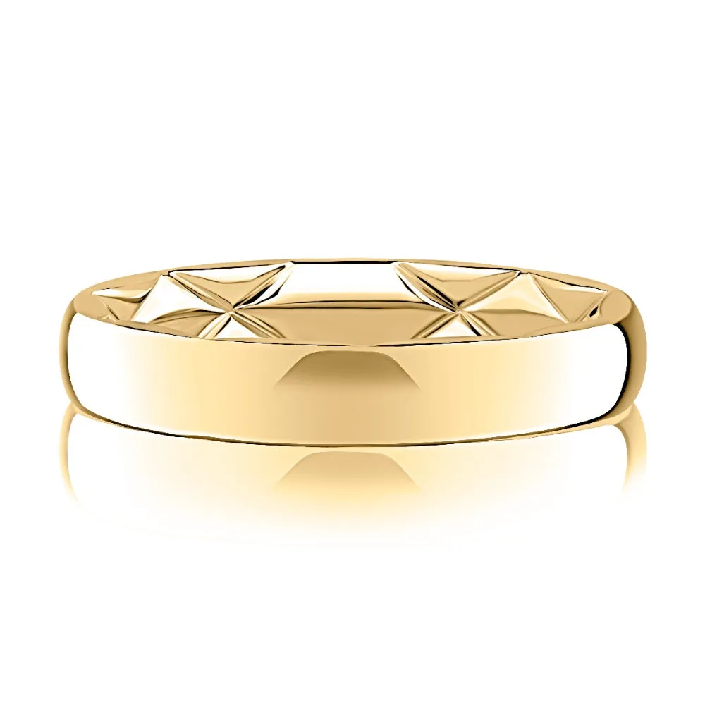 A Jaffe 14k Gold 4mm Classic Quilted Wedding Band