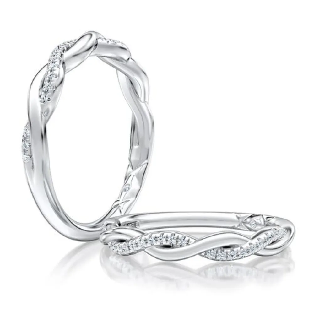 A. Jaffe 14k Gold Twist Pave Diamond Wedding Band