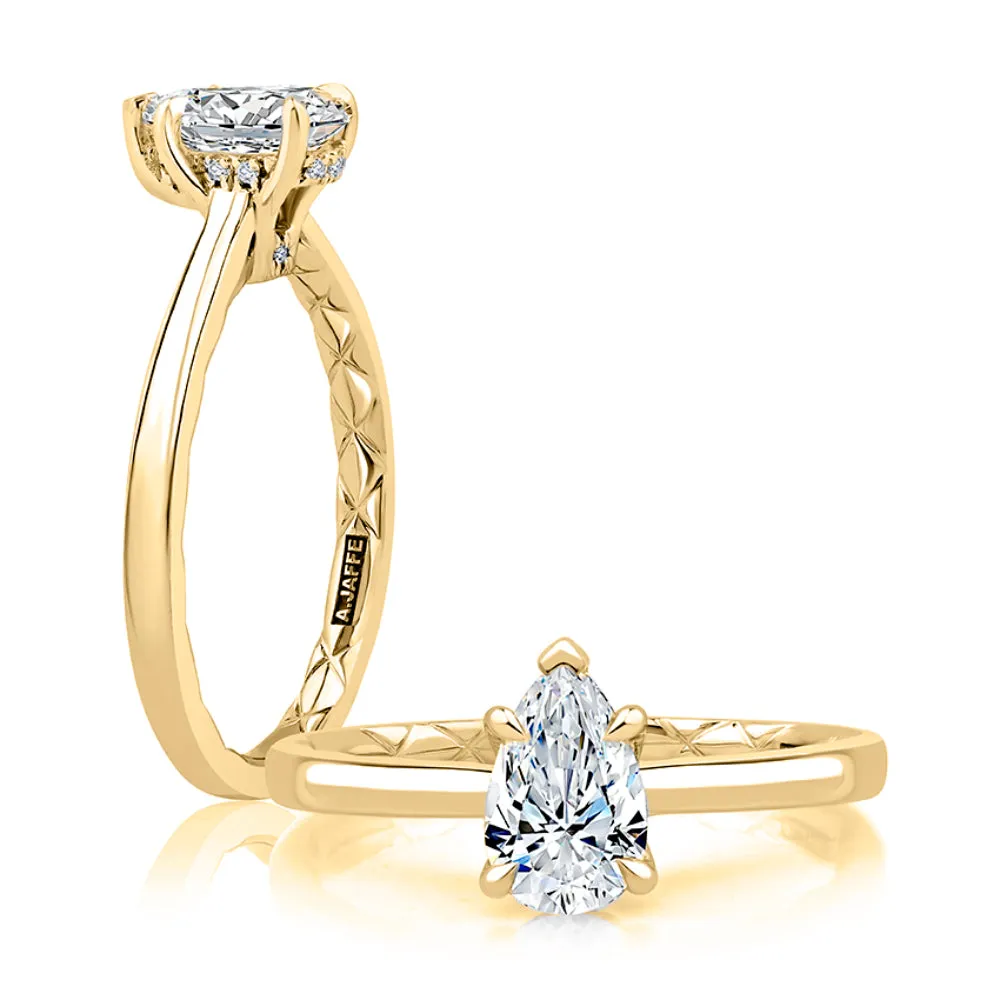 A. Jaffe 14k Pear-Cut Solitaire Diamond Engagement Ring