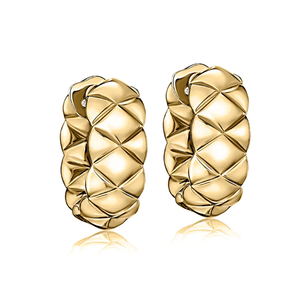 A. Jaffe 14k Small Quilted Huggies