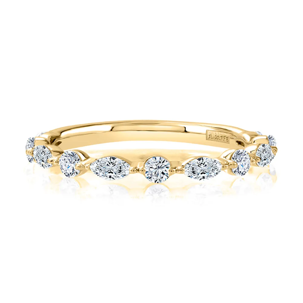 A. JAFFE Delicate Alternating Round and Marquise Diamond Wedding Band