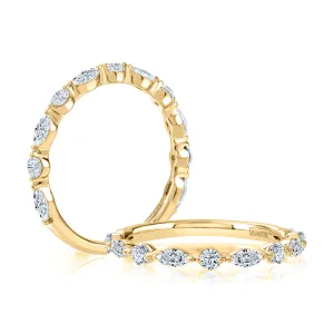 A. JAFFE Delicate Alternating Round and Marquise Diamond Wedding Band