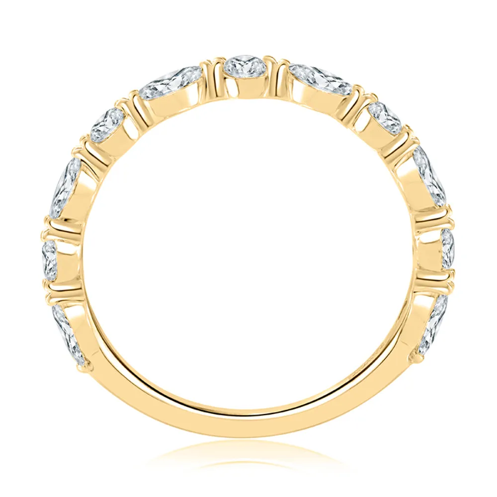 A. JAFFE Delicate Alternating Round and Marquise Diamond Wedding Band