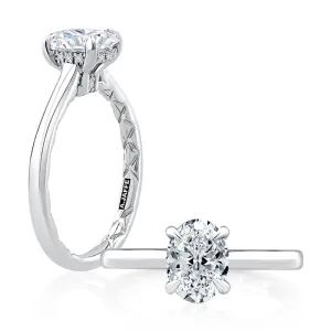 A. Jaffe Hidden Halo Cut Diamond Solitaire Engagement Ring with Quilted Interior