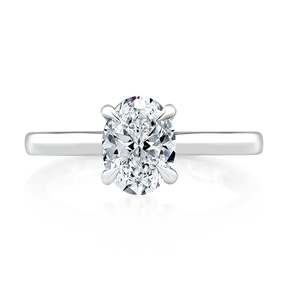 A. Jaffe Hidden Halo Cut Diamond Solitaire Engagement Ring with Quilted Interior