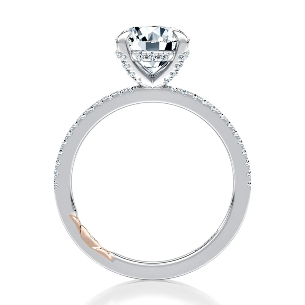 A. Jaffe Hidden Halo Round Engagement Ring with Pave Band