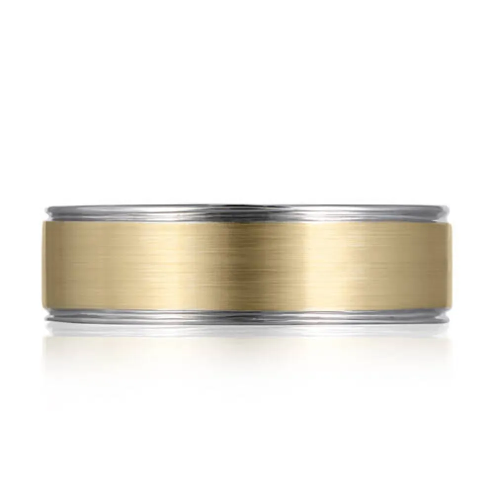 A. Jaffe Men's 14k 6mm Two-Tone Wedding Band
