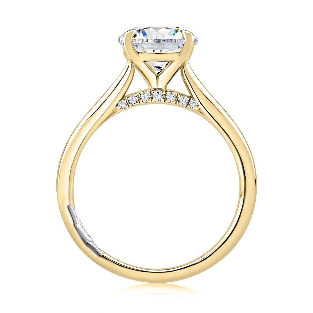 A. Jaffe Solitaire Round Center Diamond Engagement Ring with Peek-A-Boo Diamonds