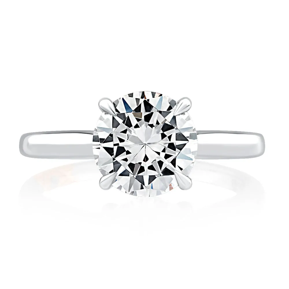 A. Jaffe Solitaire Round Center Diamond Engagement Ring with Peek-A-Boo Diamonds