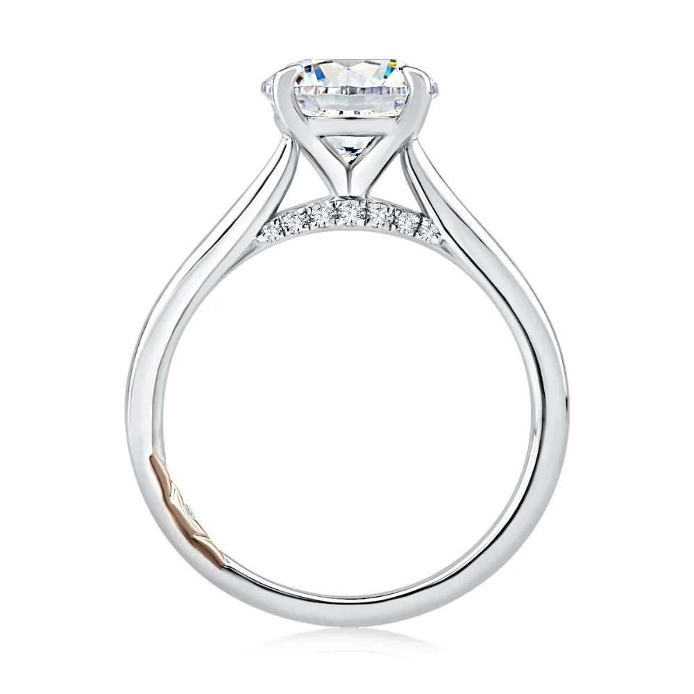 A. Jaffe Solitaire Round Center Diamond Engagement Ring with Peek-A-Boo Diamonds
