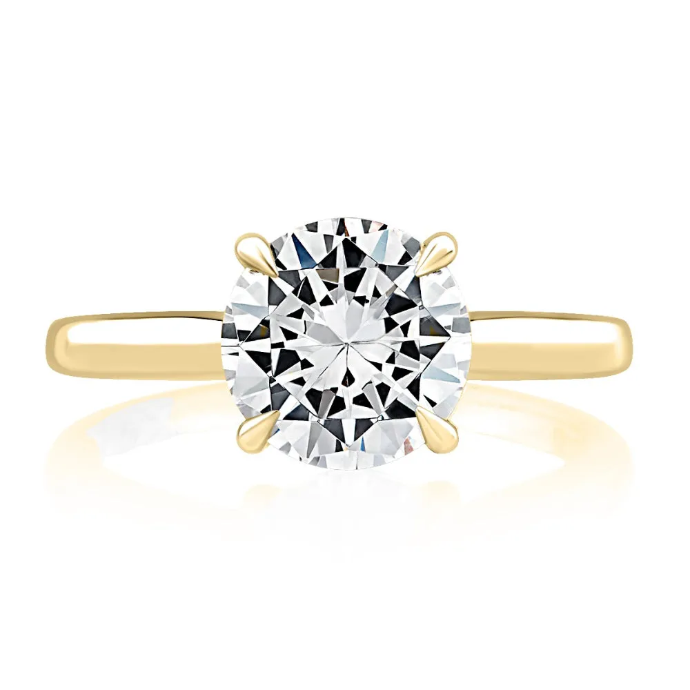 A. Jaffe Solitaire Round Center Diamond Engagement Ring with Peek-A-Boo Diamonds