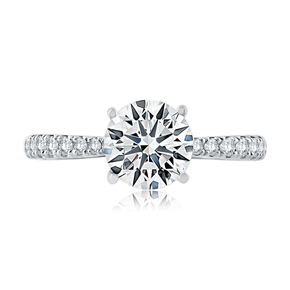 A. Jaffe Tapered Diamond Pave Engagement Ring with Quilted Interior