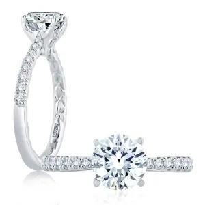 A. Jaffe Tapered Diamond Pave Engagement Ring with Quilted Interior