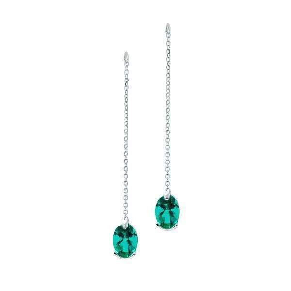 Additif pour Boucles d'oreilles en or blanc et emeraudes de synthese