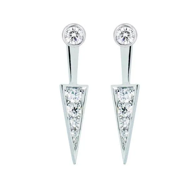 Additifs boucle d'oreilles en or blanc sertie de diamants