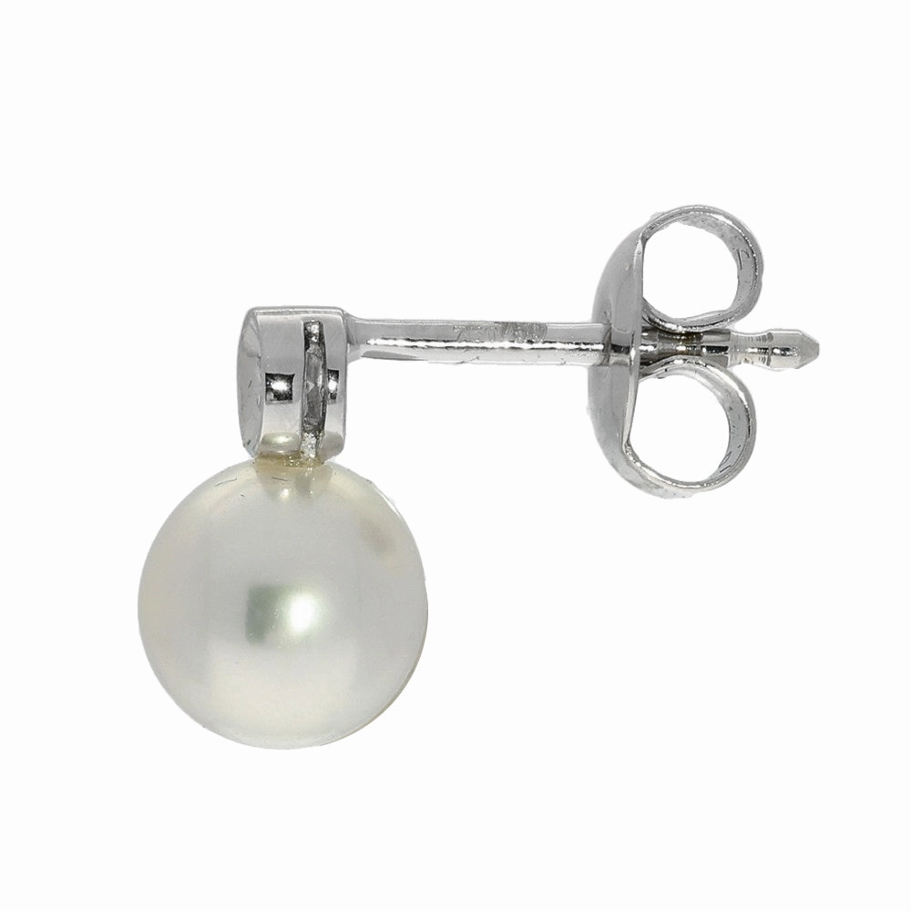 Akoya Pearl & Bezel Set Diamond 18ct White Gold Earrings