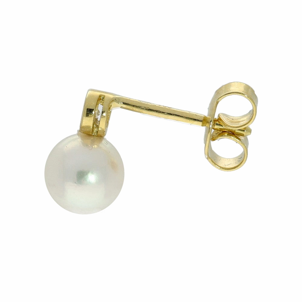 Akoya Pearl & Bezel Set Diamond 18ct Yellow Gold Earrings
