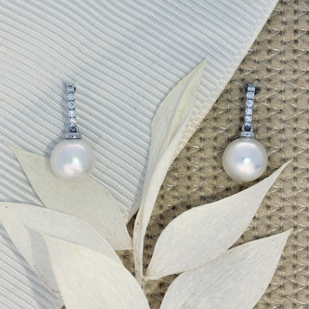 Akoya Pearl & Diamond 18ct White Gold Drop Earrings