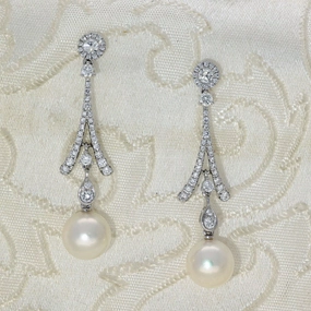 Akoya Pearl & Diamond 18ct White Gold Drop Earrings