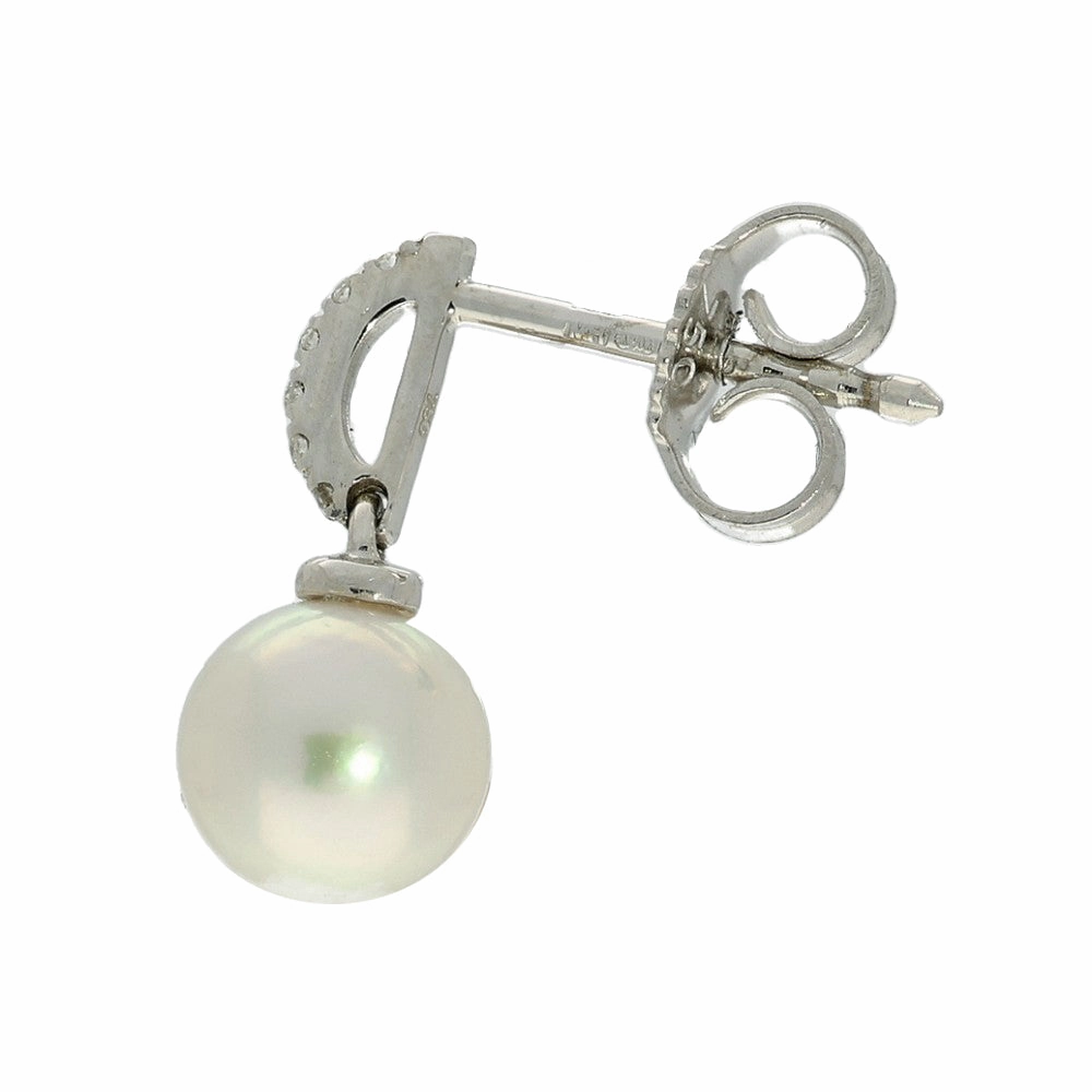 Akoya Pearl & Diamond 18ct White Gold Drop Earrings
