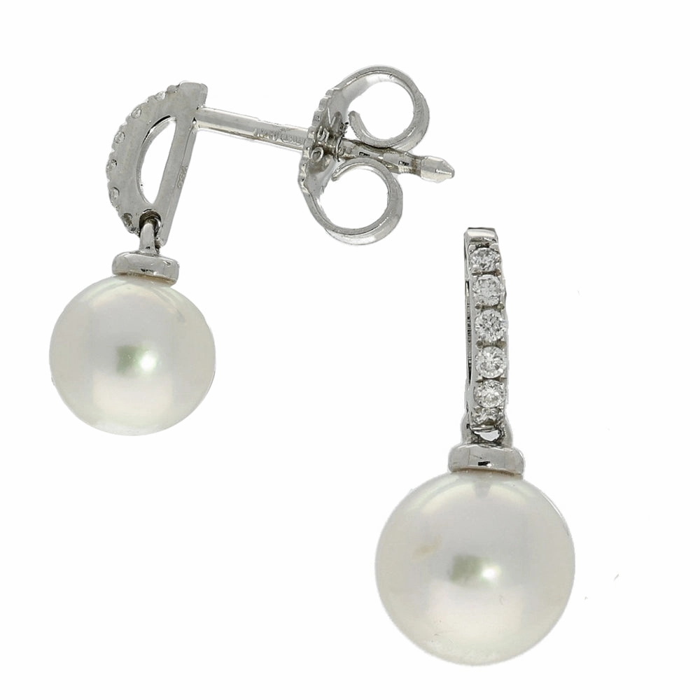 Akoya Pearl & Diamond 18ct White Gold Drop Earrings