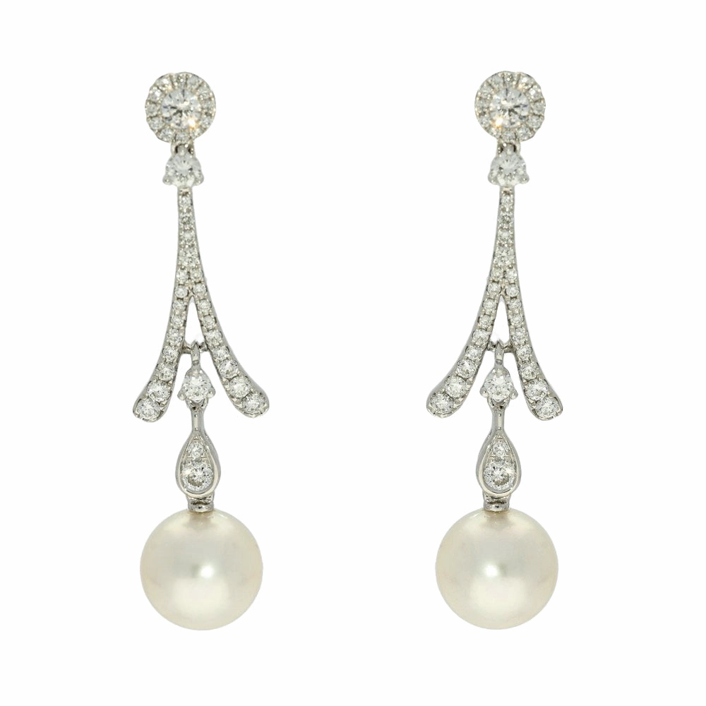 Akoya Pearl & Diamond 18ct White Gold Drop Earrings