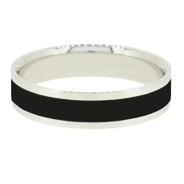 Alliance en or blanc 18 carats et rsine noir largeur 5 mm