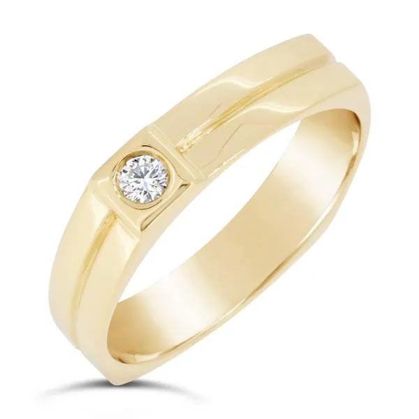 Alliance en or jaune sertie d'un diamant.