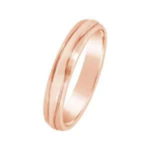 Alliance en or rose 18 carats lisers en vague.