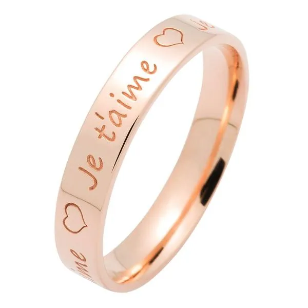 Alliance en or rose largeur 4 mm et gravure personnalise.