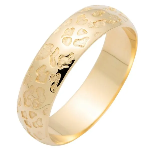 Alliance motif lopard en or jaune 18 carats largeur 6 mm