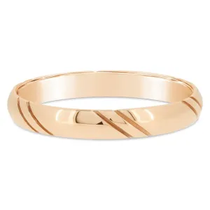Alliance ruban bomb en or rose cisele, largeur 3 3 mm.