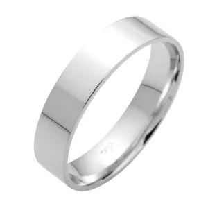 Alliance ruban en or blanc 18 carats : largeur 5 mm