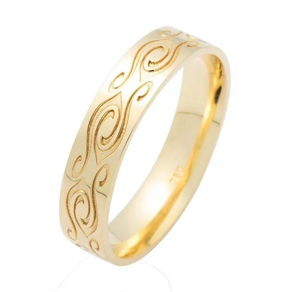 Alliance ruban grave en or jaune 18 carats