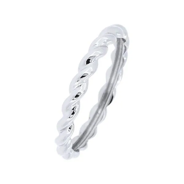 Alliance torsade en or blanc.