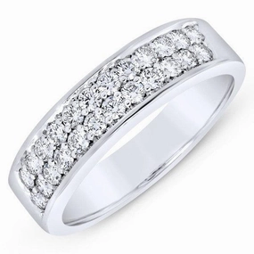 Alliance en or blanc 18 ct, serti de diamants.