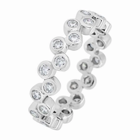 Alliance en or blanc 18 ct sertie diamants.