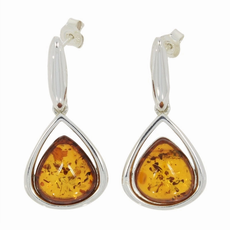 Amber Sterling Silver Drop Earrings