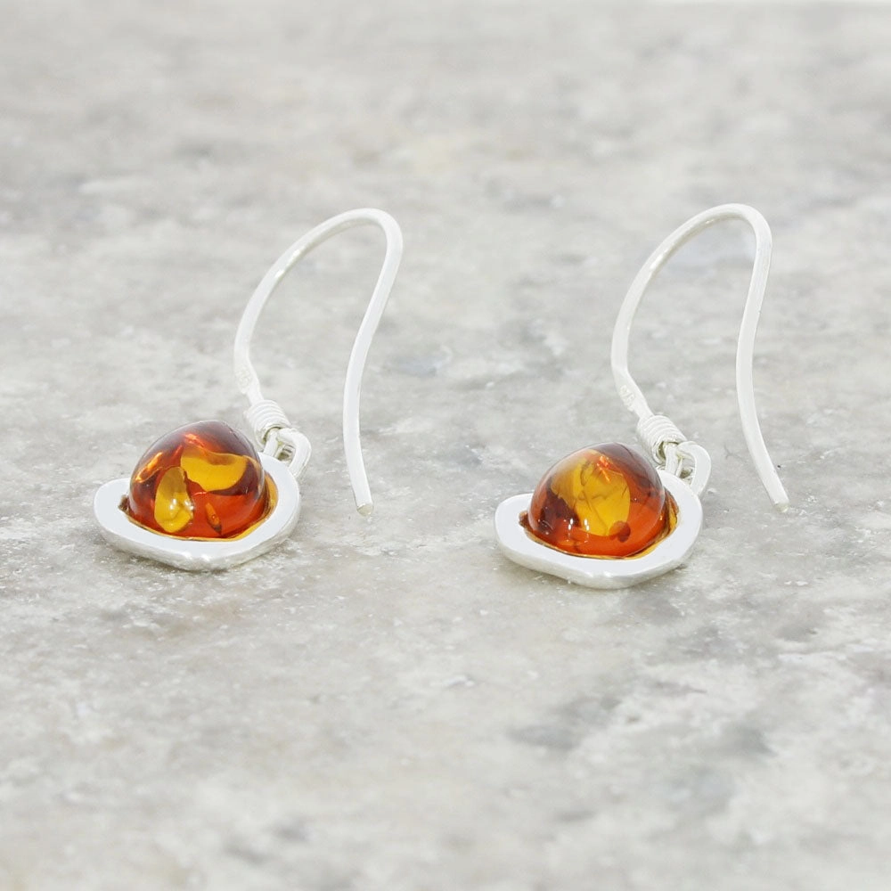 Amber Sterling Silver Ladies Drop Earrings